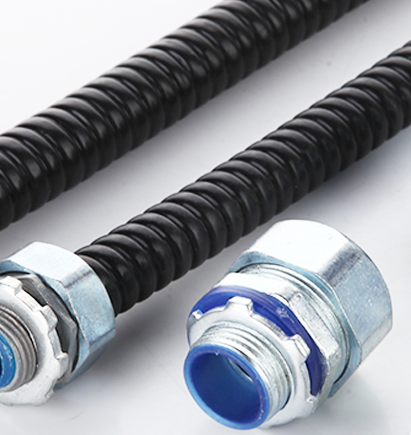What kind of environment is used for plastic coated metal hoses?